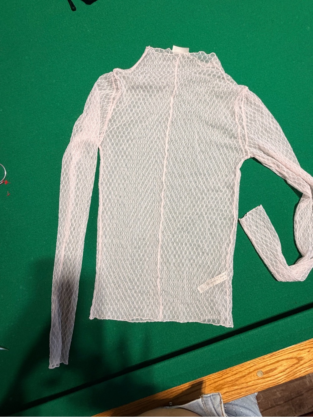 Free People Pale Pink Sheer Mesh Long Sleeve Top